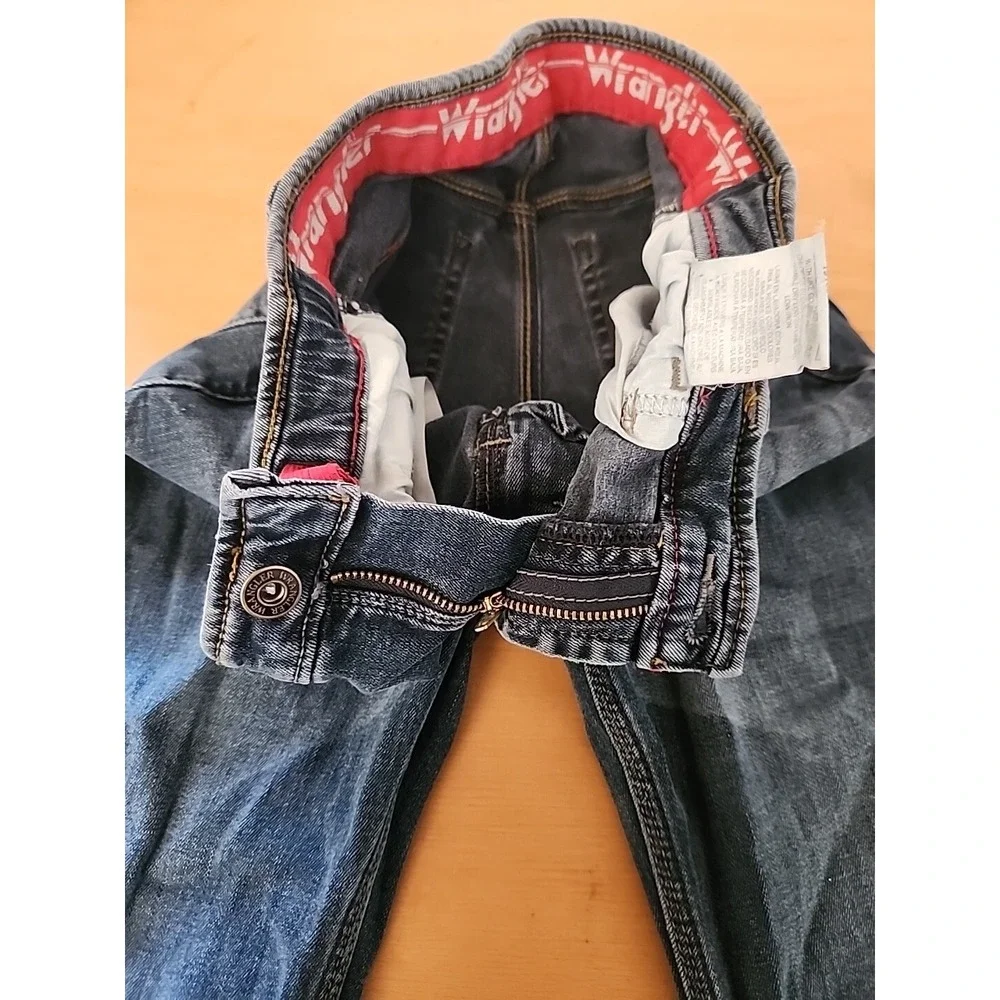 Wrangler Boys 14R Straight Leg Adjustable Waist Dark Wash Blue Jeans‎